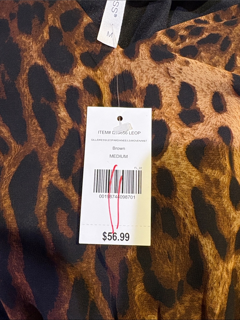 Women's Long Sleeve Leopard Print Wrap Dress in Brown - Picture 3 of 3